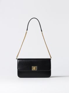 Mini Bag GOLDEN GOOSE Woman color Black Golden Goose Purse Black, The Golden Goose, Golden Goose Deluxe Brand, Black Leather Handbags, Black Shoulder Bag, Printed Bags, Branded Bags, Golden Goose, Black Handbags