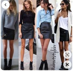 Leather Mini Skirt Outfit Winter, Black Leather Mini Skirt Outfit, Mini Skirt Winter Outfit, Black Leather Skirt Outfit, Leather Mini Skirt Outfit, Mini Skirt Outfit Winter, Short Skirts Outfits, Black Leather Mini Skirt