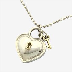 Used Tiffany & Co. Heart Key Lock Necklace K18yg Sv925 Yellow Gold Silver Combination 30.6g 86.5cm Ball Chain (Sku: Gzl12ieg) === General === Brand : Tiffany === Design === Necklace Type : Necklace Chain Type : Ball Chain Gender : Women Material : Silver 925 Color : Yellow === Size === Weight : 30.6g / 1.07oz. Neck Circumference : 86.5 Cm / 34.05'' Width : 2.6mm / 0.1'' === Included Items === Accessories : None Accessories Notice : Before Purchasing, Please Refer To The Images Of The Accessories Lock And Key Necklace, Necklace Chain Types, Lock Necklace, Heart Key, Tiffany Jewelry, Heart And Key, Key Lock, Key Necklace, Necklace Chain