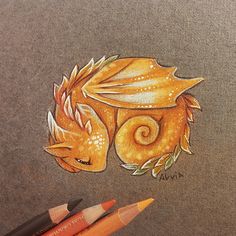 a pencil drawing of a golden dragon