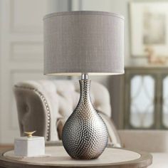 Elk Lighting 22" High Hammered Chrome Ceramic Table Lamp - #7T002 | Lamps Plus Lamp For Bathroom, Novelty Lamps, Classic Table Lamp, Transitional Table Lamps, Table Lamps Living Room, Table Lamp Base, Contemporary Lamps, Contemporary Table Lamps, Ceramic Table Lamp