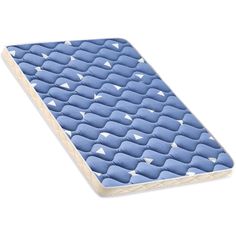 an image of a mattress with blue sheets