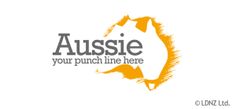 the logo for aussie your punch line here, with an image of a kangaroo