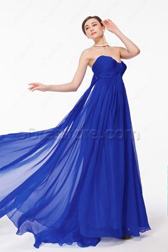 Royal blue flowy long prom dresses empire waist perfect prom dress for pear body shape, apple shape and petite girls sweetheart formal dresses for prom Purple Prom Dress Long, Flowy Prom Dresses, Royal Blue Prom Dress, Yellow Evening Dresses, Blush Prom Dress, Royal Blue Prom, Sparkly Dresses, White Flowy Dress, Ruffle Prom Dress