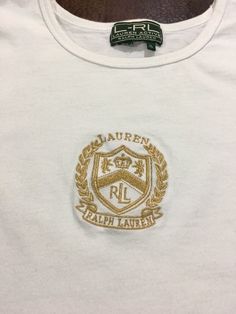 Lauren Ralph Lauren Active White Knit Shirt Gold Embroidered Crest Emblem Sz XL  | eBay Ralph Lauren Branding, Golf Crest, Theta Merch, Polo Lauren, Graphic Shirt Design, Cosmetic Packaging Design, Designer Clothing Brands, Street Style Outfits Men, Ralph Lauren Logo