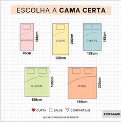 a diagram showing the size and width of a bed in different colors, shapes and sizes