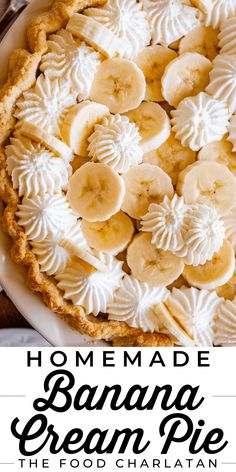 homemade banana cream pie with text overlay