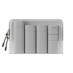 a set of four lighters sitting on top of a white case next to each other