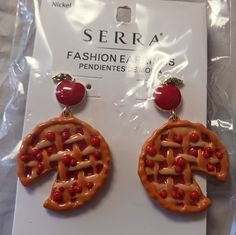 Pierced Beautiful Pie Earrings Polymer Clay Pie Earrings, Pumpkin Pie Earrings, Polymer Clay Pie, Clay Pie, Pie Earrings, Holiday Pie, Clay Inspo, Baseball Earrings, Earring Inspo