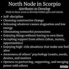 the words north nadde in scorpio are written on black paper with white writing