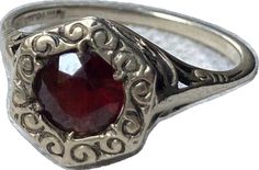 Red Heirloom Birthstone Ring For Formal Events, Formal Red Ruby Ring With Round Band, Vintage Red Ring For Anniversary, Victorian Style Red Round Rings, Vintage Style Oval Flower Ring For Formal Occasions, Vintage Oval Flower Ring For Formal Occasions, Classic Red Ruby Ring With Round Band, Vintage Hallmarked Flower Ring For Formal Occasions, Classic Red Round Band Rings