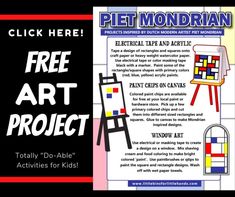 a poster with the words, free art project and an image of a easel