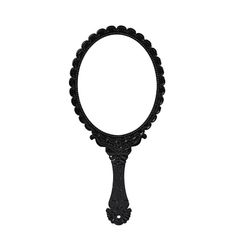 an ornate black mirror on a white background