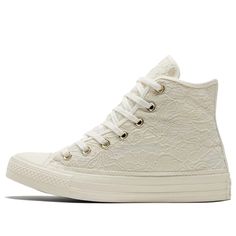 Converse Wmns Chuck Taylor All Star High 'Lace - Egret' A01775C Chuck Taylor Style, Bridal Converse, Run Star Hike, Women's Converse, Black Gums, Round Toe Heels, Converse Chuck Taylor All Star, Womens Converse, Chuck Taylor All Star