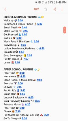 Schul Survival Kits, Daily Routine Schedule, School Morning, After School Routine, School Routine