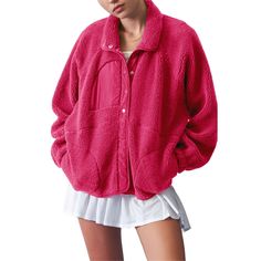 August Sky Women's Solid Snap Button Fleece Jacket Cute Fleece Jacket, Fits Clothes, Fire Fits, Really Cute Outfits, Preppy Outfits, Fall Winter Outfits, A Jacket, Easy Wear