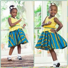 Yellow lace & blue ankara Floral Pencil Skirt Outfit, Pencil Skirt Outfits Casual, Blue Ankara, Nigerian Style, Styles For Kids, Afrocentric Fashion, Dresses African, African Dresses For Kids