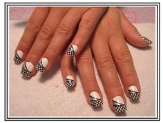 Checkered Flag Race Day Nails. Chevy Nails, Nascar Nails, Flag Nail Art, Flag Nails, Checkered Nails, Infinity Nails, Ten Nails, New Nail Art Design