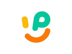 the letter p is an orange and green logo