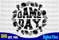 the game day svg file is shown in black and white