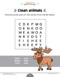 an animal worksheet for kids to learn how to read the words in english