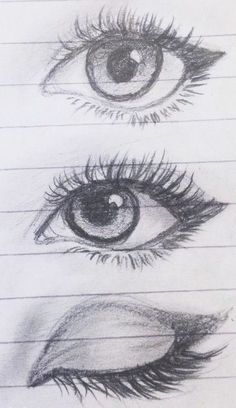 three different types of eyes are shown in this drawing technique, and each one is drawn with