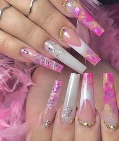 Event Nails, Nails Painting, Gold Acrylic Nails, Lash Designer, Acrylic Nail Set, Tie Dye Nails, Long Acrylic Nail Designs