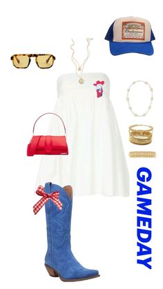 #gameday #bluegameday #olemiss College Football Game Outfit, College Skirt, Rush Week Outfits, College Football Outfits, Rush Outfits, Tailgate Outfit, Football Game Outfit