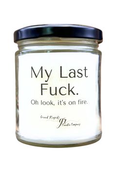 Say hello to My Last F**—Oh Look, It’s on Fire!*—the ultimate funny candle that perfectly captures your “done with it all” vibe. This 9-ounce candle isn’t just a hilarious conversation starter; it’s also a high-quality, hand-poured gem made for those who appreciate a little sarcasm with their self-care. With a burn time of 45 hours, you’ll have plenty of time to enjoy its heavenly scent while laughing at life’s chaos. Choose from an array of premium fragrances, including calming lavender, energi Funny Candle Names, Inappropriate Candles, Funny Candles Labels, Sassy Candles, Candle Puns, Candle Quotes Funny, Cool Candles, Candles For Men, Weird Candles