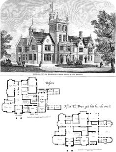 an old house with two floors and three stories, in the same drawing as above