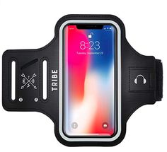 an iphone case is attached to a black armband