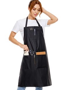 PRICES MAY VARY. Polyester 进口 【COMFORTABLE FABRIC】izzycka The Professional salon apron ,Front Made of Waterproof Polyester Fabric ,Back Made of Pu Waterproof Protective Coated. Free from harmful substances, safe for you and your family.The Fabric Can Withstand High Temperatures, You Can use a Iron-on Vinyl to Stamp Your Name on The aprons. 【CHEMICAL RESISTANT& WATER-REPELLENT】33"x 25" Size Large Stylist aprons is water resistant, oil resistant and dirty proof,resistant to hair dye, provides supe Hair Stylist Apron, Salon Apron, Welding Apron, Hairstylist Apron, Salon Aprons, Stylists Aprons, Barber Apron, Gown Pictures, Grill Apron