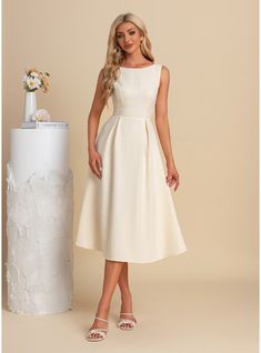 JJ's House No Polyester Midi Boat Neck Spring Summer A-line Yes Ivory S Height:5.7ft(174cm) Bust:33.5in(85cm) Waist:26in(66cm) Hips:36in(91cm) Hall Reception Beach Garden / Outdoor Dress. #JJ's House #No #Polyester #Midi #BoatNeck #Spring #Summer #Aline #Yes #Ivory #S #Hall #Reception #Beach #GardenOutdoor #Dress Weeding Guest Dress, Boatneck Dress, Outdoor Dress, Simple White Dress, Beach Garden, Boat Neck Dress, Summer Wedding Outfits, Bridal Shower Dress, 50s Dresses