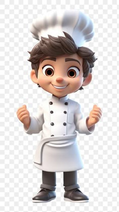 a cartoon character wearing a chef's hat and holding his hands up in the air