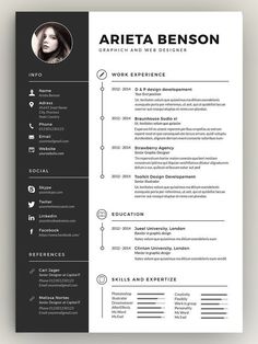 a professional resume template with black and pink accents on the front, in an elegant style