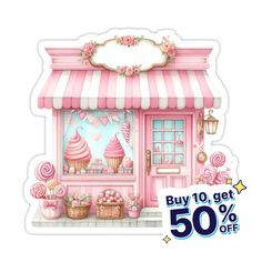 Shop Clipart, Shopping Clipart, Shop Sticker, Crafts Party, Candy Store, Themed Crafts, Candy Shop, Pink Candy, Sticker Shop