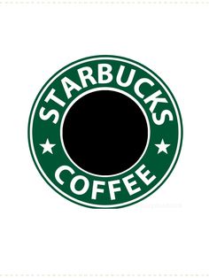 the starbucks logo is black and white with stars on it's circle, which reads starbucks