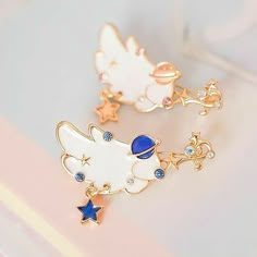 Cute Brooch, Dragon Earrings, Kawaii Jewelry, Magical Jewelry, Kawaii Accessories, Pink Or Blue, Earrings Cute, Fancy Jewelry, Mori Girl