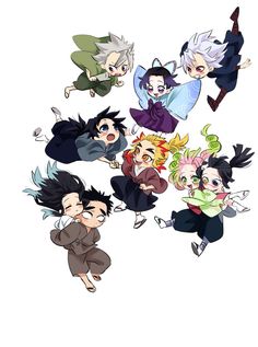 the seven avatars from fairy tail and their respective characters are flying through the air