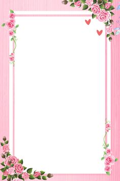 a pink frame with roses and hearts on it