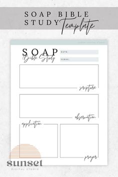 soap bible study template with the words soap on it, and an image of a handwritten