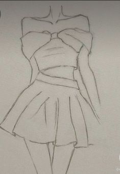 a drawing of a woman's dress with her hands on her hips and the bottom part of her body visible