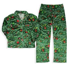 On the outskirts of Whoville lives a green, revenge-seeking Grinch who plans to ruin Christmas for all of the citizens of the town. This family How GRINCH Stole Christmas pajama sleep set features a tossed print with several How GRINCH Stole Christmas s and sayings. The pajama set has a breast pocket, as well as two hand-deep pockets at the hip. The pajama set also has long sleeves and pants for those colder Christmas nights! Fashion Definition, Grinch Pajamas, Grinch Stuff, Christmas Pajama Party, Dr Seuss The Grinch, The Grinch Christmas, The Grinch Stole Christmas, Matching Family Christmas Pajamas, Family Pajama Sets