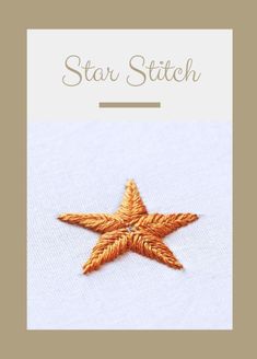 a star stitched on top of a piece of white fabric with the words, star stitch