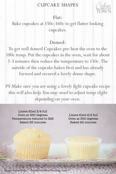 the recipe for cupcakes is shown with instructions