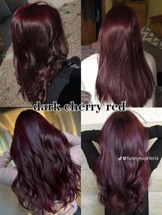 Chocolate Cherry Red Hair Color, Dark Red Hair Over Black, Red Hair Over Black, Dyed Hair Red And Brown, Deep Red Black Hair, Black Red Tint Hair, Hair Color Cherry Red, Cherry Red On Black Hair, Wine Red Hair Dye