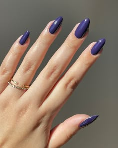 A deep royal purple blue polish with a creme finish. Trendy Fall Nail Designs, Lights Lacquer, Nail Paint Shades, Blue Polish, Nail Growth, Thanksgiving Nails, Cozy Season, Nail Swag, Flat Brush