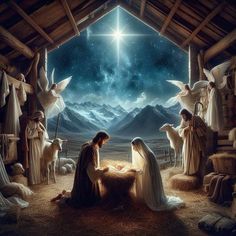 the nativity scene features three wise men and two baby jesus in their manger