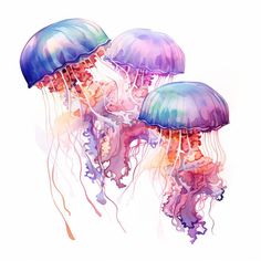 Jellyfish Clipart in Impressionistic Art Style Art: High-Res 4K & Vector Sea Art