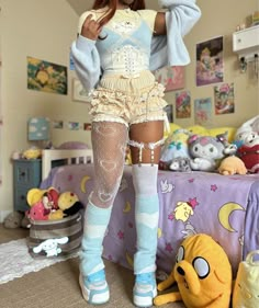 Pastel Colorful Outfits, Jfashion Kawaii Outfits, Pastel Alt Outfits, Yellow Pink Outfit, Kawaii Clothes Pastel, Maryjane Platforms Shoes, Kuromi Fashion, Cute Pink Platforms, Pastel Grunge Outfits